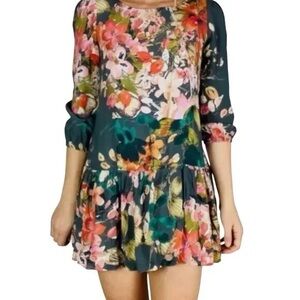 Meadow Rue from Anthropologie Multicolor Floral Drop Waist Dress